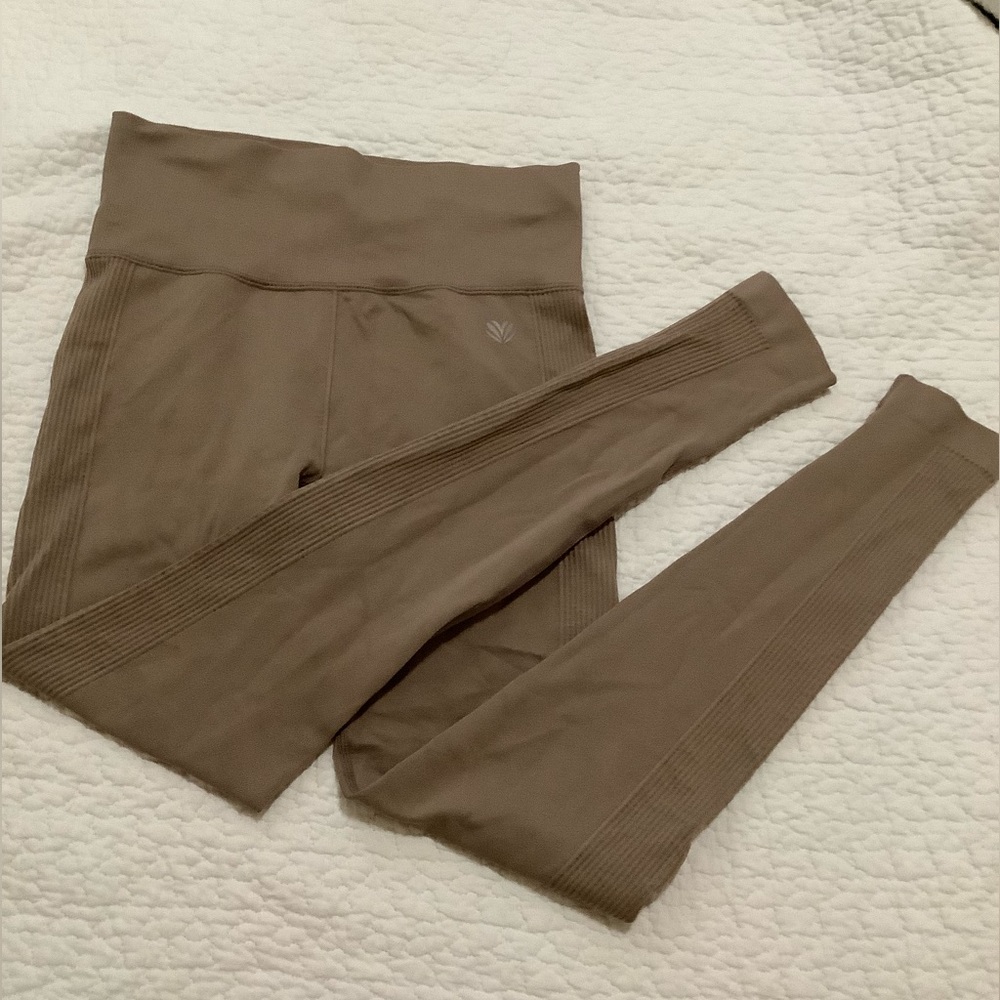 Brown ribbed leggings woman s